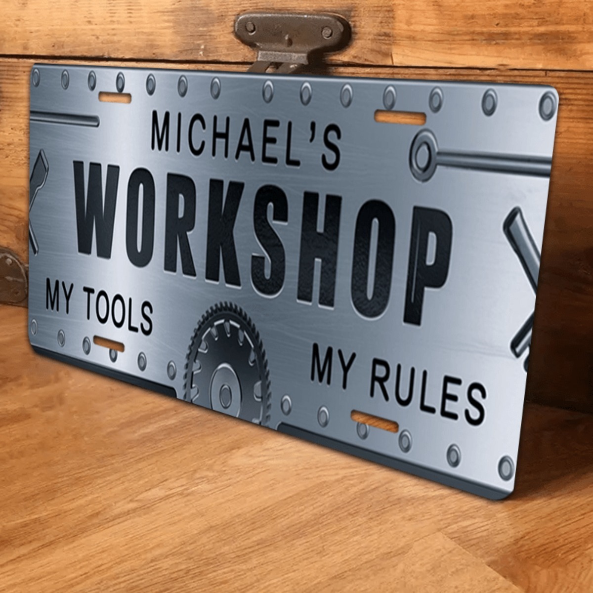 Tools Name In Workshop - Gepersonaliseerde Naam Workshop Aluminium Bord 6x12