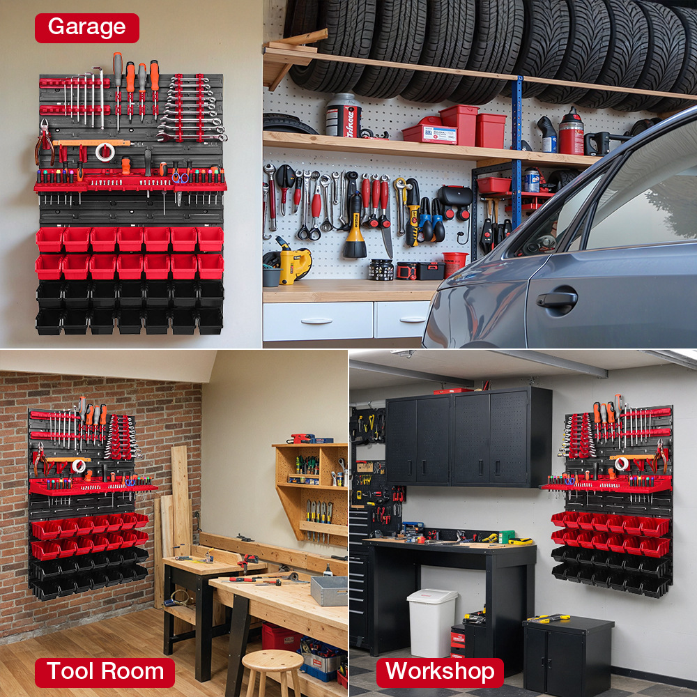 Workshop Tools Holder - Gereedschapswandrek Gereedschapshouders 28 stapelbare dozen Wandgemonteerd