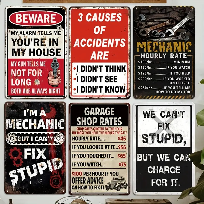 Workshop Tools Logo - Decoratief bord en plaquette 6 stuks