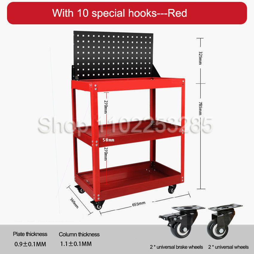 Workshop Tools Car - Werkplaatswagens 3-laags mobiele gereedschapswagen, multifunctioneel en