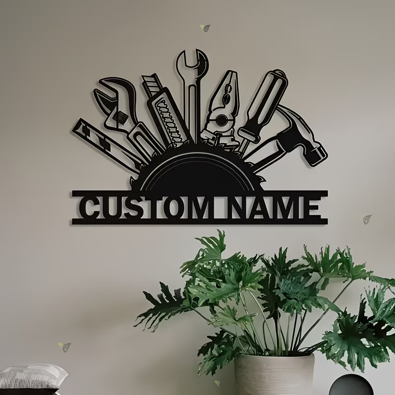 Tools Name In Workshop - Op maat gemaakte metalen gereedschaps-wanddecoratie -