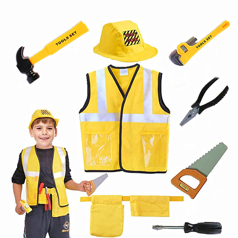Bouwvakkervestkostuum voor peu - Tools Workshop For Kids recensie en prijs